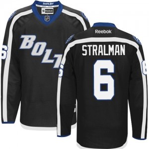 Reebok Tampa Bay Lightning 6 Men's Anton Stralman Authentic Black Third NHL Jersey