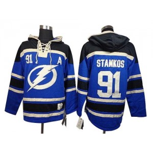 Old Time Hockey Tampa Bay Lightning 91 Men's Steven Stamkos Premier Blue Sawyer Hooded Sweatshirt NHL Jersey