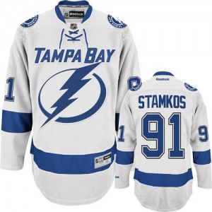 Reebok Tampa Bay Lightning 91 Youth Steven Stamkos Premier White Away NHL Jersey