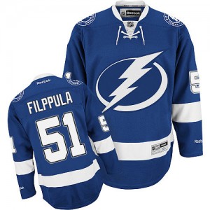 Reebok Tampa Bay Lightning 51 Men's Valtteri Filppula Authentic Blue Home NHL Jersey