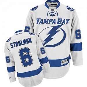 Reebok Tampa Bay Lightning 6 Men's Anton Stralman Authentic White Away NHL Jersey