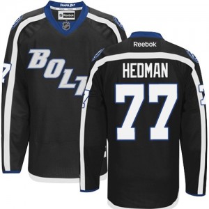 Reebok Tampa Bay Lightning 77 Men's Victor Hedman Premier Black Third NHL Jersey