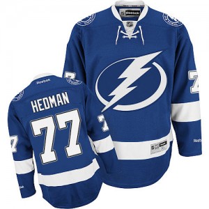 Reebok Tampa Bay Lightning 77 Men's Victor Hedman Premier Blue Home NHL Jersey