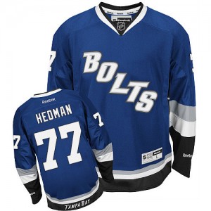 Reebok Tampa Bay Lightning 77 Men's Victor Hedman Premier Blue Third NHL Jersey