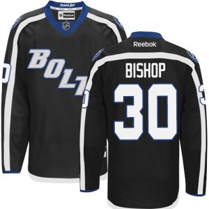 Reebok Tampa Bay Lightning 30 Men's Ben Bishop Authentic Black Third NHL Jersey