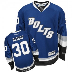 Reebok Tampa Bay Lightning 30 Men's Ben Bishop Authentic Blue Third NHL Jersey