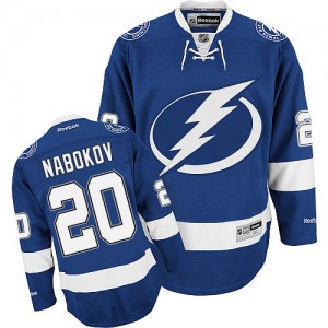 Reebok Tampa Bay Lightning 20 Men's Evgeni Nabokov Authentic Blue Home NHL Jersey