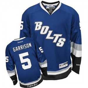 Reebok Tampa Bay Lightning 5 Men's Jason Garrison Premier Blue Third NHL Jersey