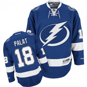 Reebok Tampa Bay Lightning 18 Men's Ondrej Palat Premier Blue Home NHL Jersey