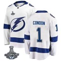 Fanatics Branded Tampa Bay Lightning Youth Mike Condon Breakaway White Away 2020 Stanley Cup Champions NHL Jersey