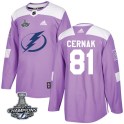 Adidas Tampa Bay Lightning Men's Erik Cernak Authentic Purple Fights Cancer Practice 2020 Stanley Cup Champions NHL Jersey