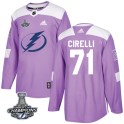 Adidas Tampa Bay Lightning Men's Anthony Cirelli Authentic Purple Fights Cancer Practice 2020 Stanley Cup Champions NHL Jersey