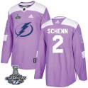 Adidas Tampa Bay Lightning Men's Luke Schenn Authentic Purple Fights Cancer Practice 2020 Stanley Cup Champions NHL Jersey