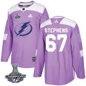 Adidas Tampa Bay Lightning Youth Mitchell Stephens Authentic Purple Fights Cancer Practice 2020 Stanley Cup Champions NHL Jersey