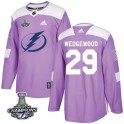 Adidas Tampa Bay Lightning Youth Scott Wedgewood Authentic Purple Fights Cancer Practice 2020 Stanley Cup Champions NHL Jersey