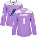 Adidas Tampa Bay Lightning Women's Mike Condon Authentic Purple ized Fights Cancer Practice NHL Jersey