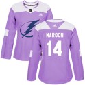 Adidas Tampa Bay Lightning Women's Pat Maroon Authentic Purple Fights Cancer Practice NHL Jersey