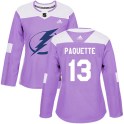 Adidas Tampa Bay Lightning Women's Cedric Paquette Authentic Purple Fights Cancer Practice NHL Jersey