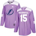 Adidas Tampa Bay Lightning Men's Michael Bournival Authentic Purple Fights Cancer Practice NHL Jersey