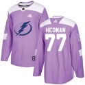 Adidas Tampa Bay Lightning Men's Victor Hedman Authentic Purple Fights Cancer Practice NHL Jersey