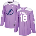 Adidas Tampa Bay Lightning Men's Ondrej Palat Authentic Purple Fights Cancer Practice NHL Jersey