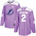 Adidas Tampa Bay Lightning Men's Luke Schenn Authentic Purple Fights Cancer Practice NHL Jersey