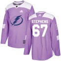 Adidas Tampa Bay Lightning Men's Mitchell Stephens Authentic Purple Fights Cancer Practice NHL Jersey