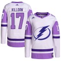 Adidas Tampa Bay Lightning Youth Alex Killorn Authentic White/Purple Hockey Fights Cancer Primegreen NHL Jersey