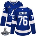 Adidas Tampa Bay Lightning Women's Oleg Sosunov Authentic Blue Home 2020 Stanley Cup Champions NHL Jersey