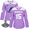 Adidas Tampa Bay Lightning Women's Michael Bournival Authentic Purple Fights Cancer Practice 2020 Stanley Cup Champions NHL Jers