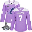 Adidas Tampa Bay Lightning Women's Mathieu Joseph Authentic Purple Fights Cancer Practice 2020 Stanley Cup Champions NHL Jersey