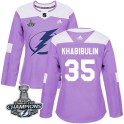 Adidas Tampa Bay Lightning Women's Nikolai Khabibulin Authentic Purple Fights Cancer Practice 2020 Stanley Cup Champions NHL Jer