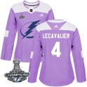 Adidas Tampa Bay Lightning Women's Vincent Lecavalier Authentic Purple Fights Cancer Practice 2020 Stanley Cup Champions NHL Jer