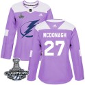 Adidas Tampa Bay Lightning Women's Ryan McDonagh Authentic Purple Fights Cancer Practice 2020 Stanley Cup Champions NHL Jersey