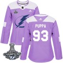 Adidas Tampa Bay Lightning Women's Daren Puppa Authentic Purple Fights Cancer Practice 2020 Stanley Cup Champions NHL Jersey
