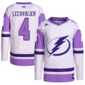 Adidas Tampa Bay Lightning Men's Vincent Lecavalier Authentic White/Purple Hockey Fights Cancer Primegreen NHL Jersey