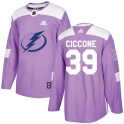 Adidas Tampa Bay Lightning Youth Enrico Ciccone Authentic Purple Fights Cancer Practice NHL Jersey