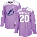 Adidas Tampa Bay Lightning Youth Blake Coleman Authentic Purple Fights Cancer Practice NHL Jersey