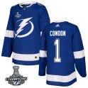 Adidas Tampa Bay Lightning Men's Mike Condon Authentic Blue Home 2020 Stanley Cup Champions NHL Jersey