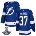 Adidas Tampa Bay Lightning Men's Yanni Gourde Authentic Blue Home 2020 Stanley Cup Champions NHL Jersey