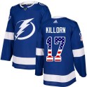 Adidas Tampa Bay Lightning Youth Alex Killorn Authentic Blue USA Flag Fashion NHL Jersey