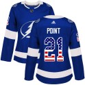 Adidas Tampa Bay Lightning Women's Brayden Point Authentic Blue USA Flag Fashion NHL Jersey