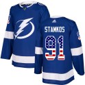 Adidas Tampa Bay Lightning Men's Steven Stamkos Authentic Blue USA Flag Fashion NHL Jersey