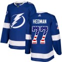 Adidas Tampa Bay Lightning Men's Victor Hedman Authentic Blue USA Flag Fashion NHL Jersey