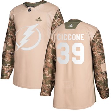 Adidas Tampa Bay Lightning Men's Enrico Ciccone Authentic Camo Veterans Day Practice NHL Jersey