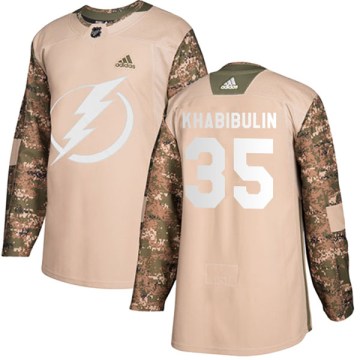 Adidas Tampa Bay Lightning Men's Nikolai Khabibulin Authentic Camo Veterans Day Practice NHL Jersey