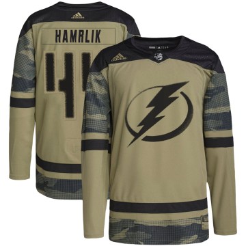 Adidas Tampa Bay Lightning Men's Roman Hamrlik Authentic Camo Military Appreciation Practice NHL Jersey