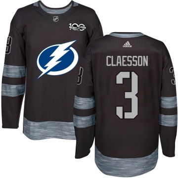 Tampa Bay Lightning Youth Fredrik Claesson Authentic Black 1917-2017 100th Anniversary NHL Jersey