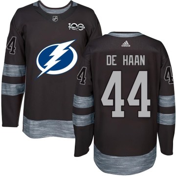 Tampa Bay Lightning Youth Calvin de Haan Authentic Black 1917-2017 100th Anniversary NHL Jersey
