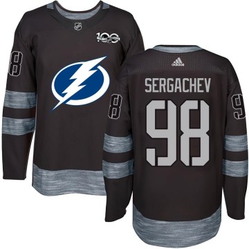 Tampa Bay Lightning Youth Mikhail Sergachev Authentic Black 1917-2017 100th Anniversary NHL Jersey